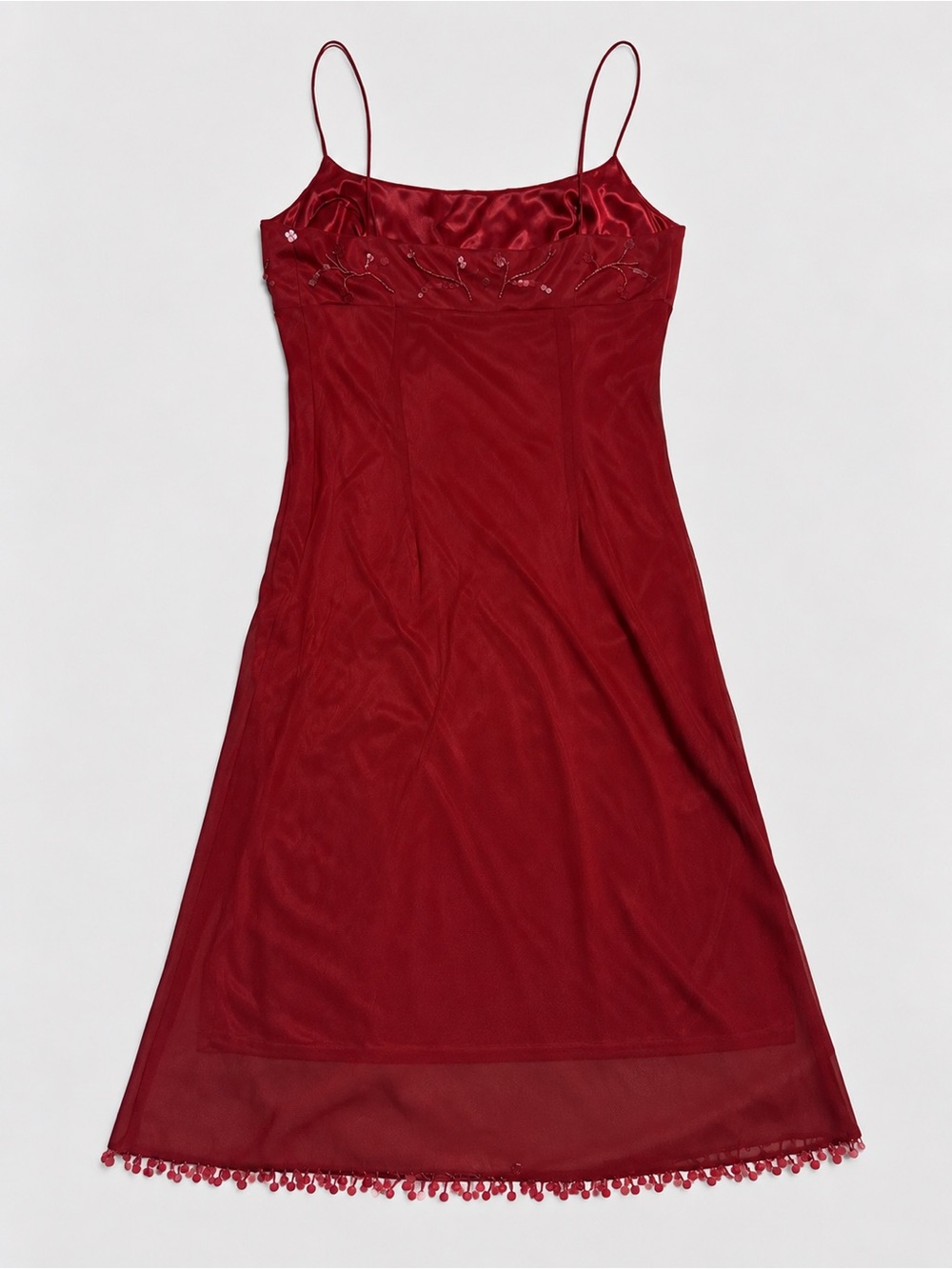 90s Red Beaded Midi Dress - Picture 2 of 8